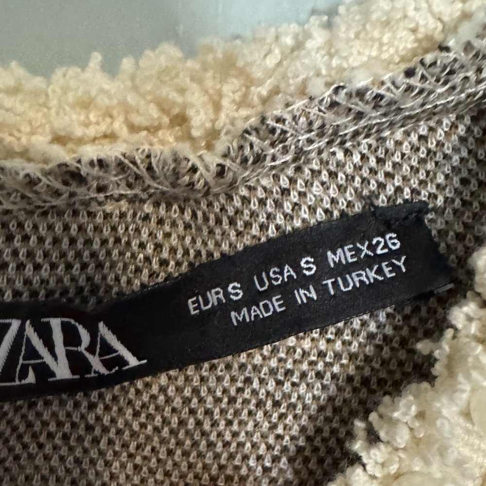 Zara Tweed Sweater Boucle Sweatshirt w/ Pearl Collar Size Small - Picture 5 of 6
